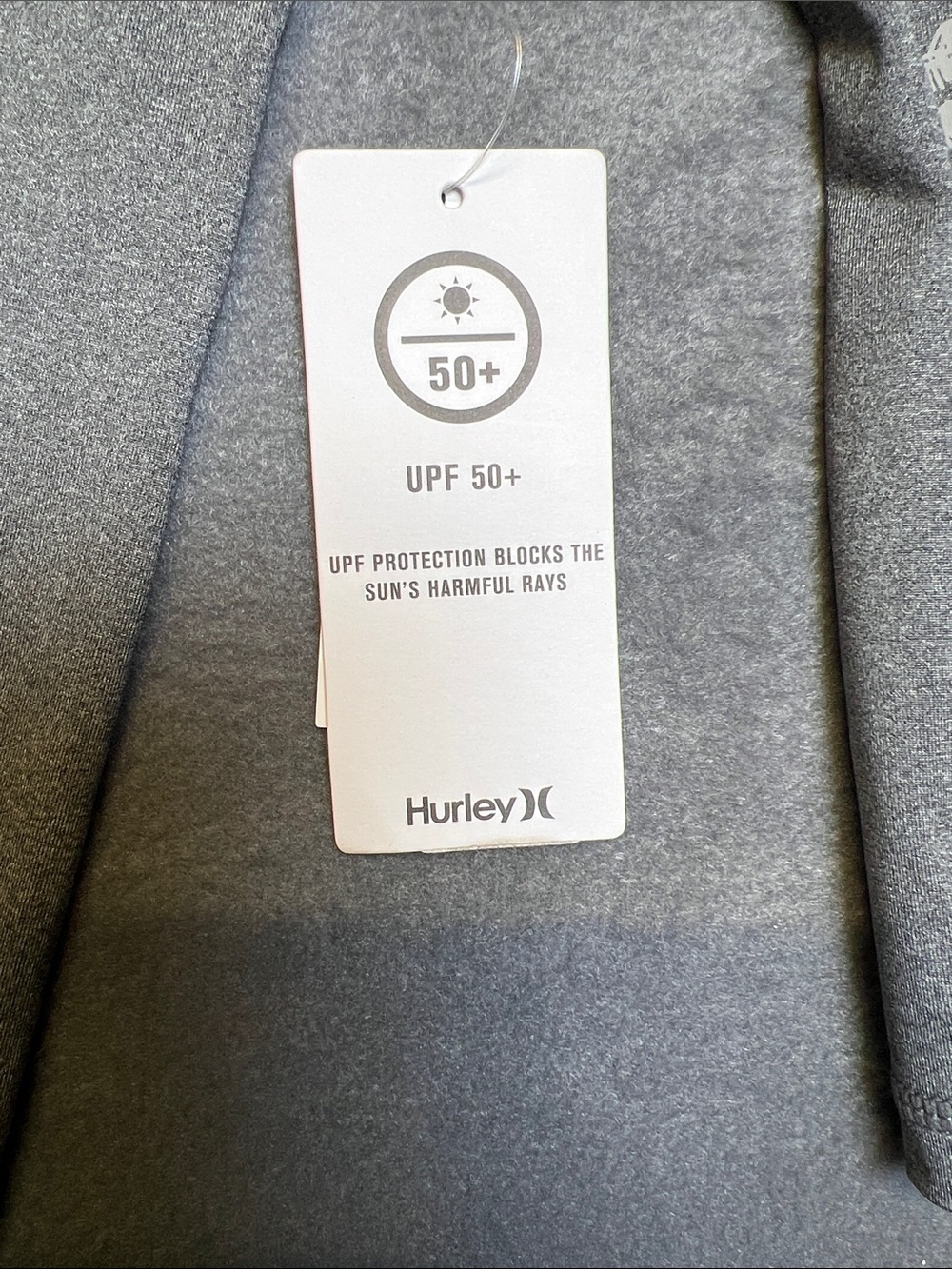 Hurley Silver-Gray Hooded Long Sleeve Rash Guard with Palm Sleeve Graphics - Picture 2 of 5